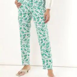 Women Printed Linen Mix Loose Fit Trousers-image-16