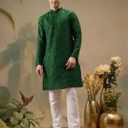Men Embroidered Regular Fit Long Kurta-image-96