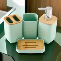 Set of 4 Bamboo Bathroom Accessories-5