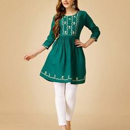 Embroidered Flared Kurti-image-0