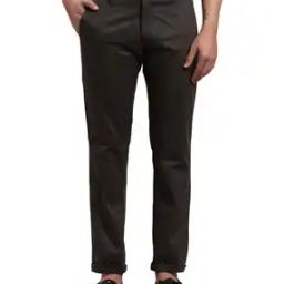 Men Tapered Fit Flat-Front Trousers with Insert Pockets-image-74