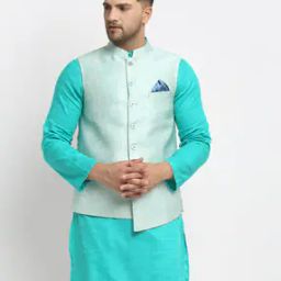 Textured Nehru Jacket with Welt Pockets-image-47