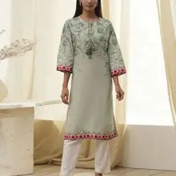 Women Floral Print No Darts Straight Kurta-17