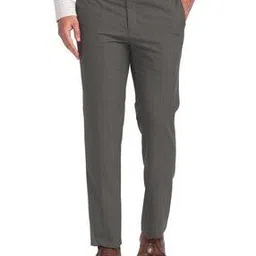 raymond Men Checked Skinny Fit Flat-Front Trousers-picture-24