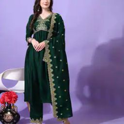 Women Embroidered Anarkali Kurta Set-image-90