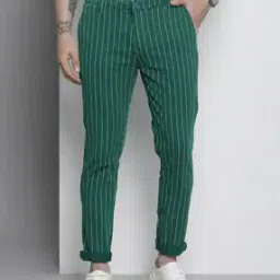 Striped Slim Fit Flat-Front Chinos-image-62