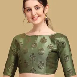 Women Floral Zari Woven Back-Open Blouse-image-90