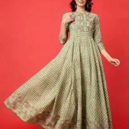 Women Printed Flared Kurta with 3/4th Sleeves-image-20