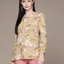 Relaxed Fit Floral Print Boat-Neck Top-image-72
