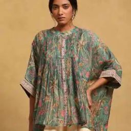 Botanical Print Chanderi Kurti with Inner-image-30