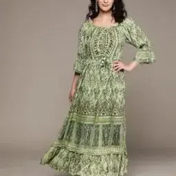 Printed Square-Neck Tiered Dress-image-2