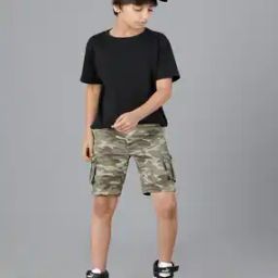 Boys Camouflage Print Slim Fit Shorts-image-88