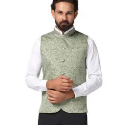 men Slim Fit Paisley Print Nehru Jacket-image-21