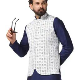Men Slim Fit Printed Nehru Jacket-47