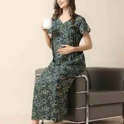 Women Printed Sweetheart-Neck Nightie-image-3