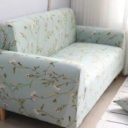 Floral Print Stretchable 2-Seater Sofa Cover with Pillow Cover 16" x 16"-picture-35