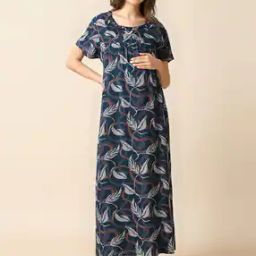 Women Leaf Nightgown with Round Neck-image-94