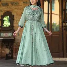 Women Embroidered Gown with Dupatta-image-74