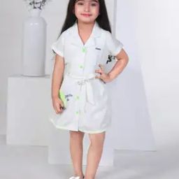 Girls Striped A-line Dress with Belt-image-101