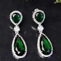Women Silver-Plated Stone-Studded Earrings-image-1