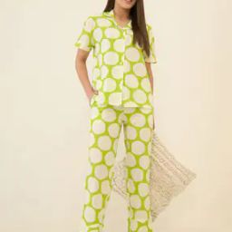 Women Polka-Dot T-Shirt & Pyjamas Set-image-51