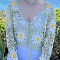 Women Crochet Relaxed Fit Shrug with Tie-Up-49