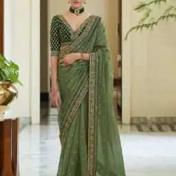Women Georgette Traditional Saree   -image-66