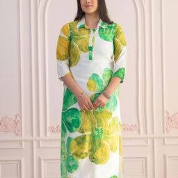 Floral Printed Viscose Kurta With Button Closure-image-4