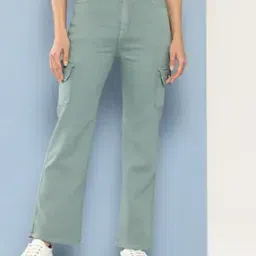 Girls High-Rise Straight Jeans with Cargo Pockets-image-86