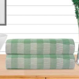 Set of 2 Checked Waffle Cotton Bath Towels 59" x 29"-1
