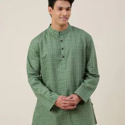 Checked Mandarin-Collar Short Kurta-18