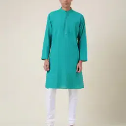 Embroidered Mandarin-Collar Long Kurta-image-2