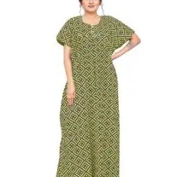Geometric Print Round-Neck Nightie-16