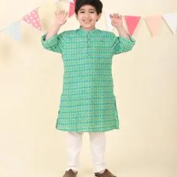 Boys Regular Fit Kurta with Mandarin Collar-image-2