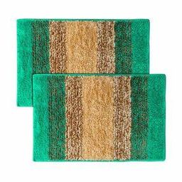 Set of 2 Striped Shaggy Rectangle Door Mats 24" x 16"-48