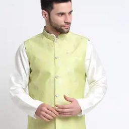 Men Embroidered Fitted Nehru jacket with Welt Pockets-image-33