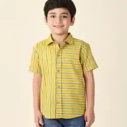 Striped Shirt with Spread Collar-picture-48