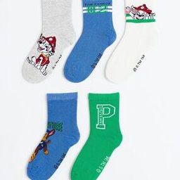 Boys Pack of 5 Paw Patrol Knit Ankle-Length Socks-image-80