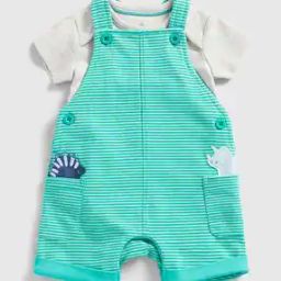 Boys Striped Cotton Dungaree Set-47