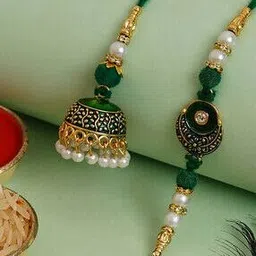 Set of 2 Pearl-Beaded Bhaiya-Bhabhi Rakhis-3
