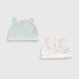 Infants Pack of 2 My First Contemporary Woodland Cotton Hats-image-49