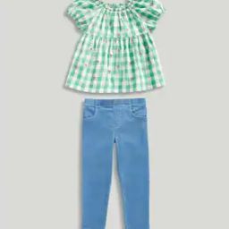 Girls Checked Top & Jeggings Set-image-40