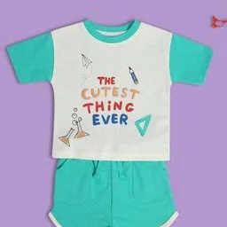 Boys Graphic Print Cotton Shirt & Shorts Set-image-62