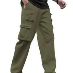 Men Relaxed Fit Cargo Pants with Drawstring Waist-image-91