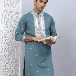 Men Embroidered Regular Fit Kurta-image-3