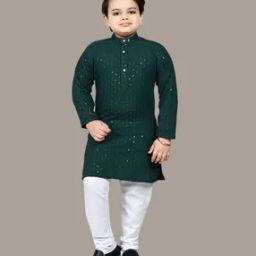 Boys Embellished & Embroidery Kurta Pyjama Set-image-2