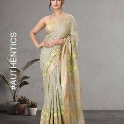 Hand-Dyed Embroidered Banswara Cotton Silk Saree-image-20