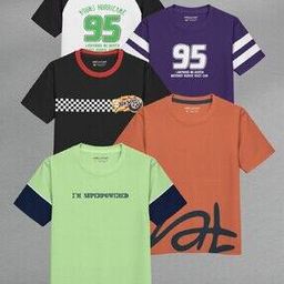 Boys Pack of 5 Graphic Print Crew-Neck T-Shirts-image-6