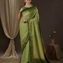Saree with Printed Border & Tassels-image-45