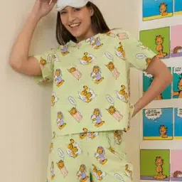 sweet dreams Women Cartoon Printed T-Shirt & Shorts Set-picture-25